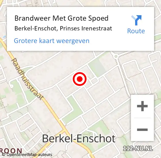 Locatie op kaart van de 112 melding: Brandweer Met Grote Spoed Naar Berkel-Enschot, Prinses Irenestraat op 31 augustus 2017 09:00