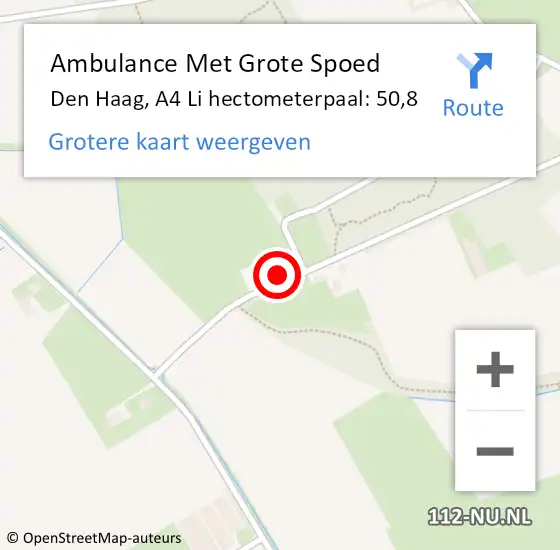Locatie op kaart van de 112 melding: Ambulance Met Grote Spoed Naar Den Haag, A4 L hectometerpaal: 50,1 op 31 augustus 2017 09:01