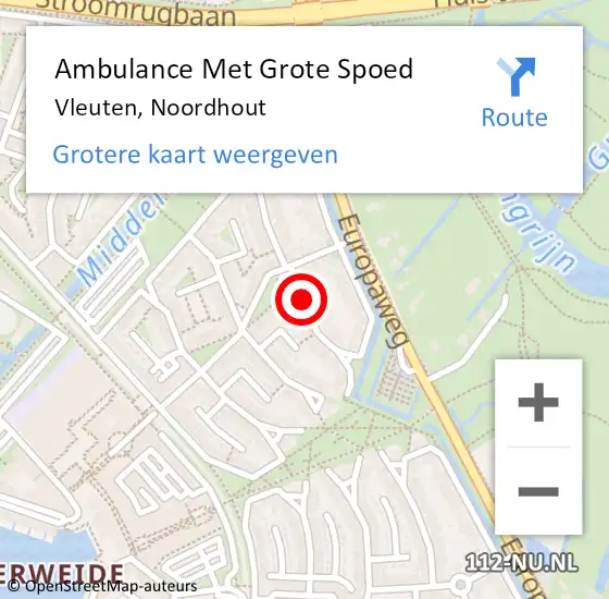 Locatie op kaart van de 112 melding: Ambulance Met Grote Spoed Naar Vleuten, Noordhout op 31 januari 2014 07:48
