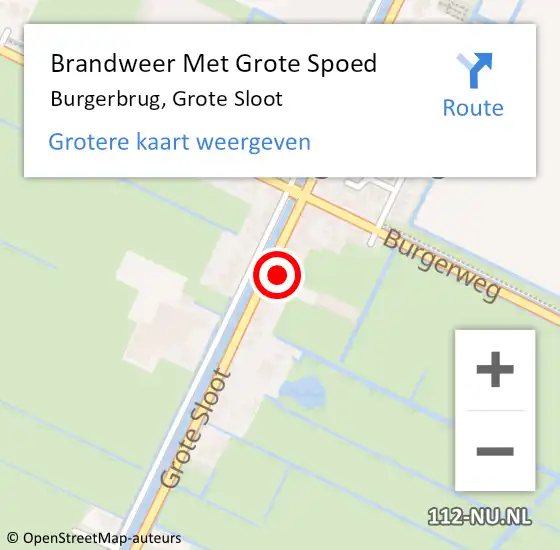 Locatie op kaart van de 112 melding: Brandweer Met Grote Spoed Naar Burgerbrug, Grote Sloot op 31 augustus 2017 09:20