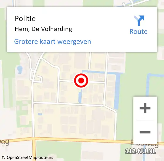 Locatie op kaart van de 112 melding: Politie Hem, De Volharding op 31 augustus 2017 10:03