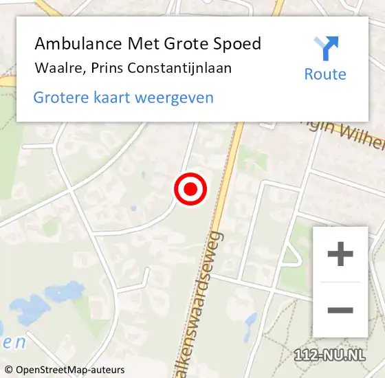 Locatie op kaart van de 112 melding: Ambulance Met Grote Spoed Naar Waalre, Prins Constantijnlaan op 31 augustus 2017 10:28