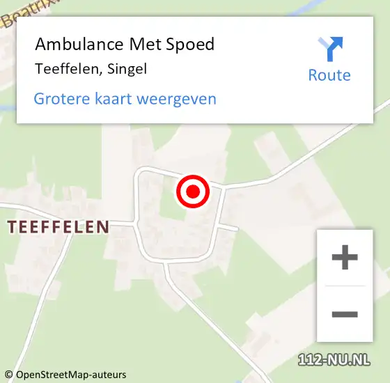 Locatie op kaart van de 112 melding: Ambulance Met Spoed Naar Teeffelen, Singel op 31 augustus 2017 11:02