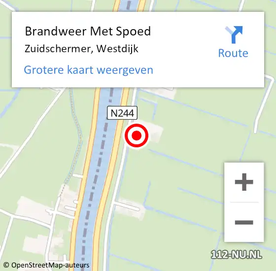 Locatie op kaart van de 112 melding: Brandweer Met Spoed Naar Zuidschermer, Westdijk op 31 augustus 2017 11:09