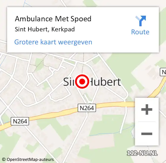 Locatie op kaart van de 112 melding: Ambulance Met Spoed Naar Sint Hubert, Kerkpad op 31 augustus 2017 11:10