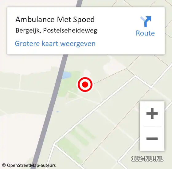 Locatie op kaart van de 112 melding: Ambulance Met Spoed Naar Bergeijk, Postelseheideweg op 31 augustus 2017 11:34