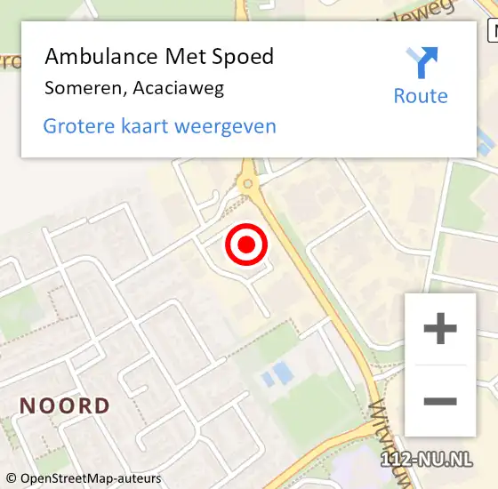 Locatie op kaart van de 112 melding: Ambulance Met Spoed Naar Someren, Acaciaweg op 31 augustus 2017 11:40