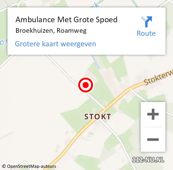 Locatie op kaart van de 112 melding: Ambulance Met Grote Spoed Naar Broekhuizen, Roamweg op 31 augustus 2017 12:27