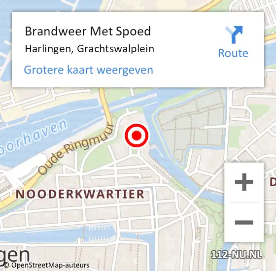 Locatie op kaart van de 112 melding: Brandweer Met Spoed Naar Harlingen, Grachtswalplein op 31 augustus 2017 13:08