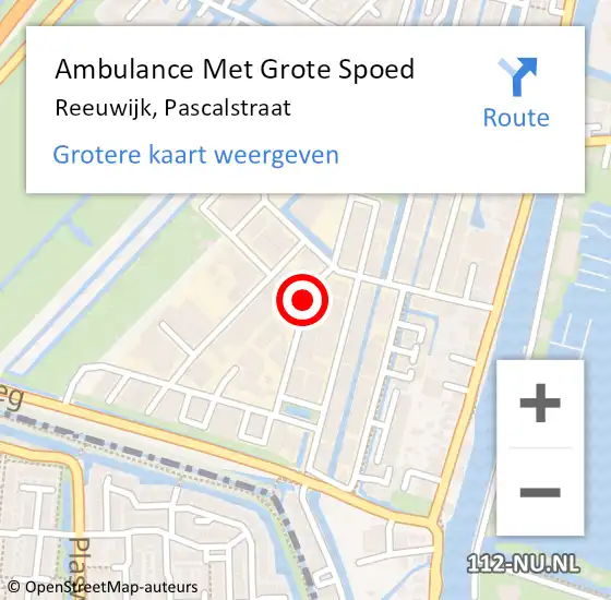 Locatie op kaart van de 112 melding: Ambulance Met Grote Spoed Naar Reeuwijk, Pascalstraat op 31 augustus 2017 13:21