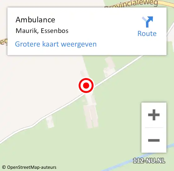 Locatie op kaart van de 112 melding: Ambulance Maurik, Essenbos op 31 augustus 2017 14:02