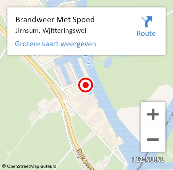 Locatie op kaart van de 112 melding: Brandweer Met Spoed Naar Jirnsum, Wjitteringswei op 31 augustus 2017 14:52