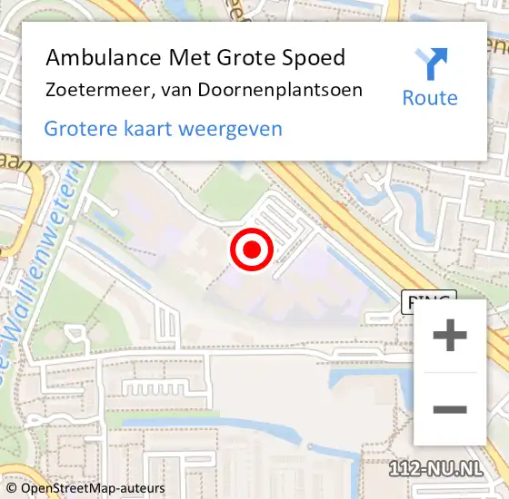 Locatie op kaart van de 112 melding: Ambulance Met Grote Spoed Naar Zoetermeer, van Doornenplantsoen op 31 augustus 2017 16:30