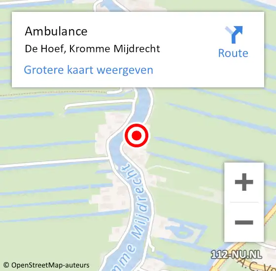 Locatie op kaart van de 112 melding: Ambulance De Hoef, Kromme Mijdrecht op 31 augustus 2017 16:33