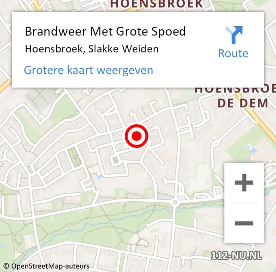 Locatie op kaart van de 112 melding: Brandweer Met Grote Spoed Naar Hoensbroek, Slakke Weiden op 31 augustus 2017 16:37