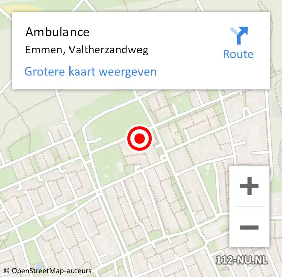 Locatie op kaart van de 112 melding: Ambulance Emmen, Valtherzandweg op 31 augustus 2017 16:37