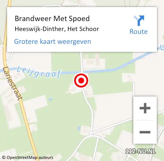 Locatie op kaart van de 112 melding: Brandweer Met Spoed Naar Heeswijk-Dinther, Het Schoor op 31 augustus 2017 17:11