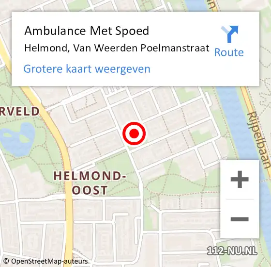Locatie op kaart van de 112 melding: Ambulance Met Spoed Naar Helmond, Van Weerden Poelmanstraat op 31 augustus 2017 18:27