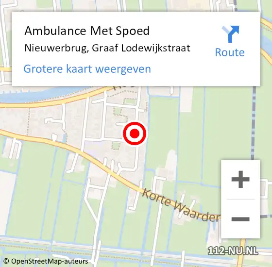 Locatie op kaart van de 112 melding: Ambulance Met Spoed Naar Nieuwerbrug, Graaf Lodewijkstraat op 31 augustus 2017 18:41