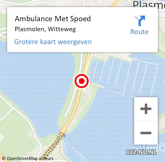 Locatie op kaart van de 112 melding: Ambulance Met Spoed Naar Plasmolen, Witteweg op 31 augustus 2017 19:28