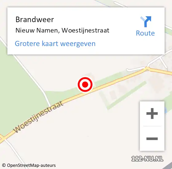 Locatie op kaart van de 112 melding: Brandweer Nieuw Namen, Woestijnestraat op 31 augustus 2017 19:57