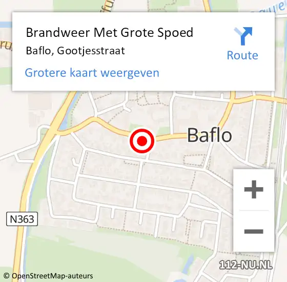 Locatie op kaart van de 112 melding: Brandweer Met Grote Spoed Naar Baflo, Gootjesstraat op 31 augustus 2017 20:09