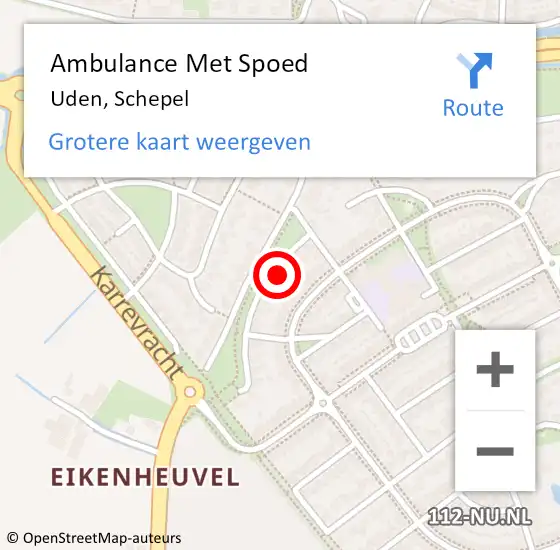 Locatie op kaart van de 112 melding: Ambulance Met Spoed Naar Uden, Schepel op 31 augustus 2017 20:27