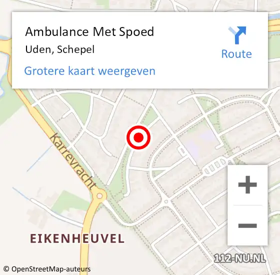 Locatie op kaart van de 112 melding: Ambulance Met Spoed Naar Uden, Schepel op 31 augustus 2017 20:28