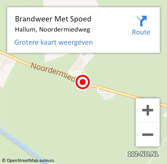 Locatie op kaart van de 112 melding: Brandweer Met Spoed Naar Hallum, Noordermiedweg op 31 augustus 2017 22:01