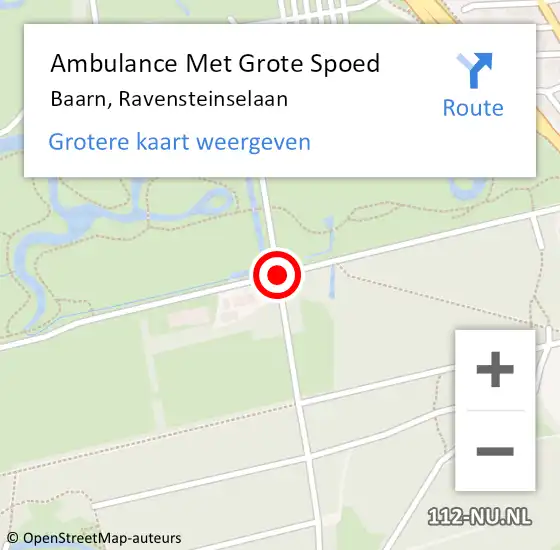 Locatie op kaart van de 112 melding: Ambulance Met Grote Spoed Naar Baarn, Ravensteinselaan op 31 augustus 2017 22:35