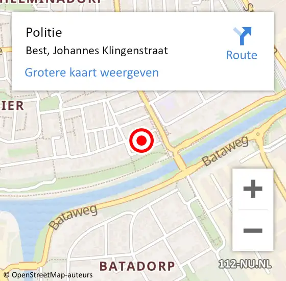 Locatie op kaart van de 112 melding: Politie Best, Johannes Klingenstraat op 31 augustus 2017 22:38