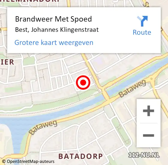 Locatie op kaart van de 112 melding: Brandweer Met Spoed Naar Best, Johannes Klingenstraat op 31 augustus 2017 22:57