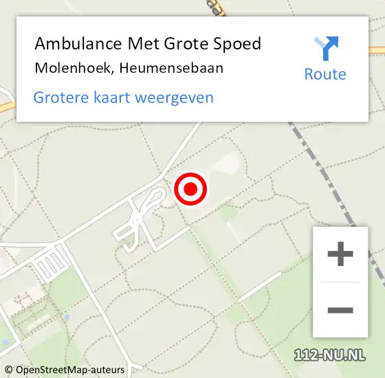 Locatie op kaart van de 112 melding: Ambulance Met Grote Spoed Naar Molenhoek, Heumensebaan op 31 augustus 2017 23:04