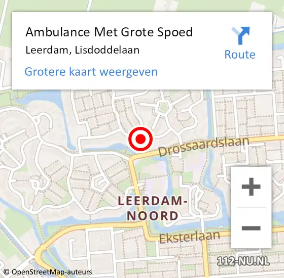 Locatie op kaart van de 112 melding: Ambulance Met Grote Spoed Naar Leerdam, Lisdoddelaan op 1 september 2017 00:12