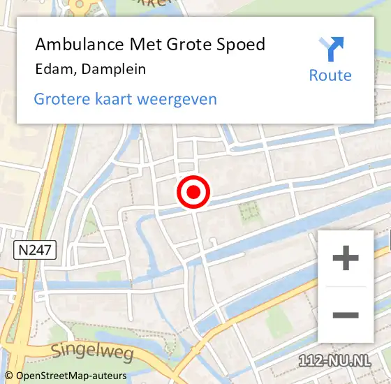 Locatie op kaart van de 112 melding: Ambulance Met Grote Spoed Naar Edam, Damplein op 1 september 2017 00:18