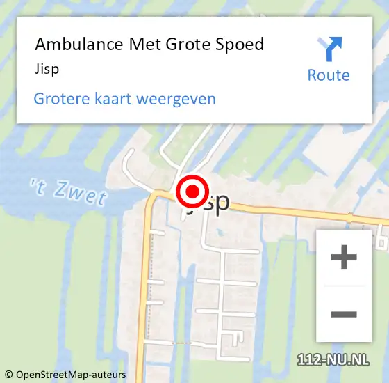 Locatie op kaart van de 112 melding: Ambulance Met Grote Spoed Naar Jisp op 1 september 2017 01:46