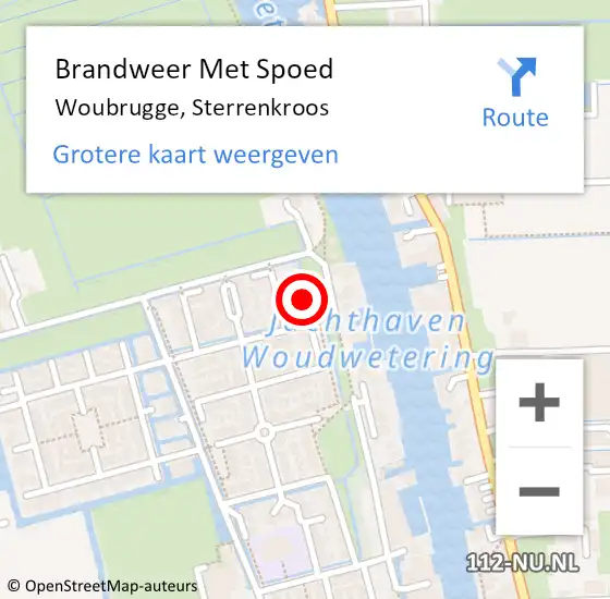 Locatie op kaart van de 112 melding: Brandweer Met Spoed Naar Woubrugge, Sterrenkroos op 31 januari 2014 09:14