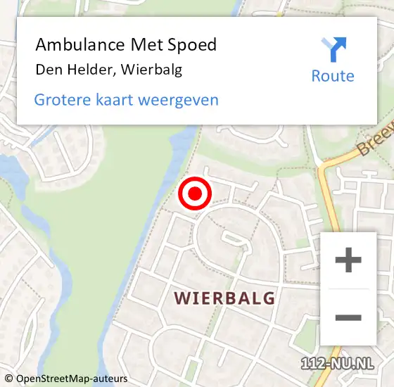 Locatie op kaart van de 112 melding: Ambulance Met Spoed Naar Den Helder, Wierbalg op 1 september 2017 02:02