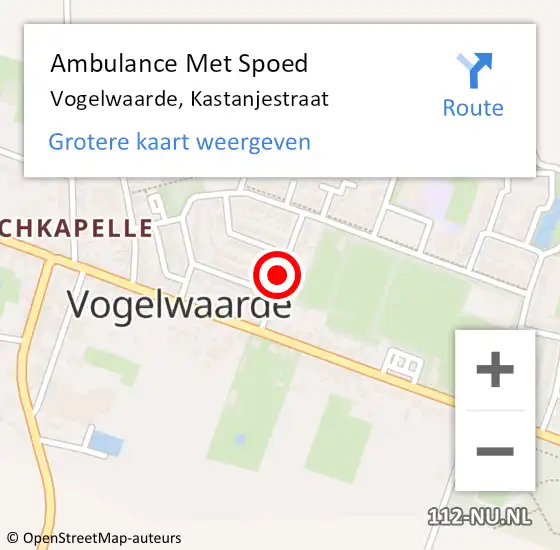 Locatie op kaart van de 112 melding: Ambulance Met Spoed Naar Vogelwaarde, Kastanjestraat op 1 september 2017 02:15