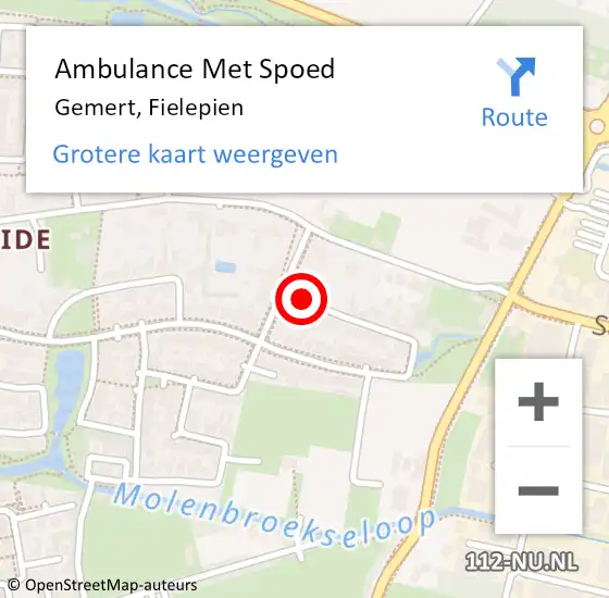 Locatie op kaart van de 112 melding: Ambulance Met Spoed Naar Gemert, Fielepien op 1 september 2017 08:37