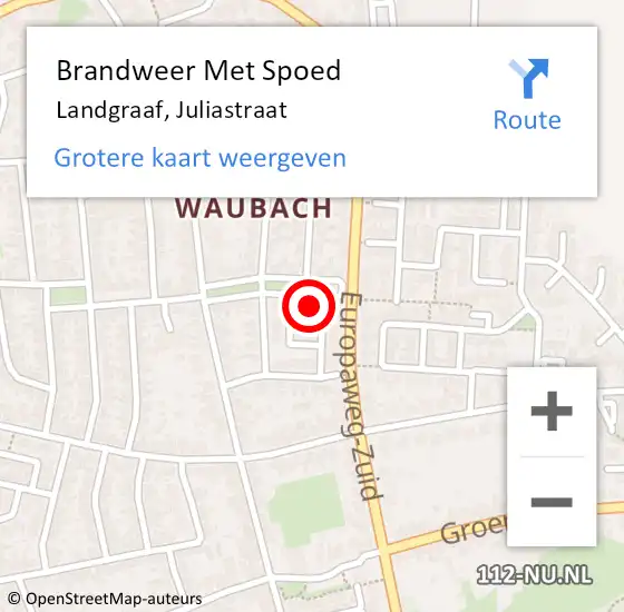 Locatie op kaart van de 112 melding: Brandweer Met Spoed Naar Landgraaf, Juliastraat op 1 september 2017 09:57