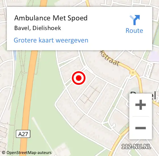 Locatie op kaart van de 112 melding: Ambulance Met Spoed Naar Bavel, Dielishoek op 31 januari 2014 09:39