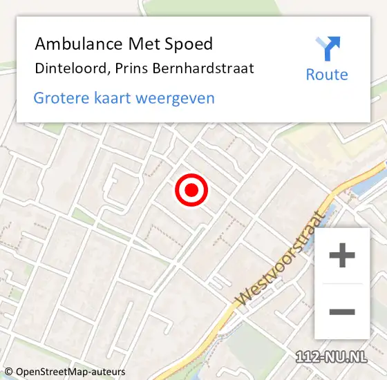 Locatie op kaart van de 112 melding: Ambulance Met Spoed Naar Dinteloord, Prins Bernhardstraat op 1 september 2017 11:20