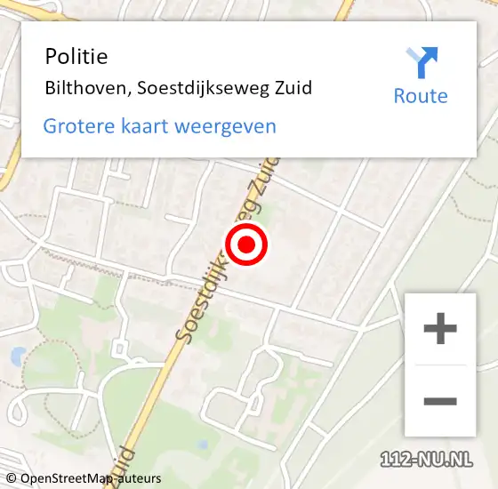 Locatie op kaart van de 112 melding: Politie Bilthoven, Soestdijkseweg Zuid op 1 september 2017 11:43