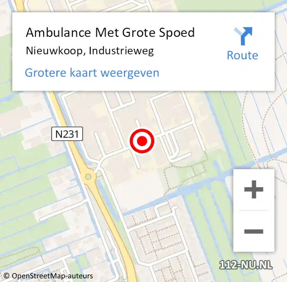 Locatie op kaart van de 112 melding: Ambulance Met Grote Spoed Naar Nieuwkoop, Industrieweg op 1 september 2017 12:13