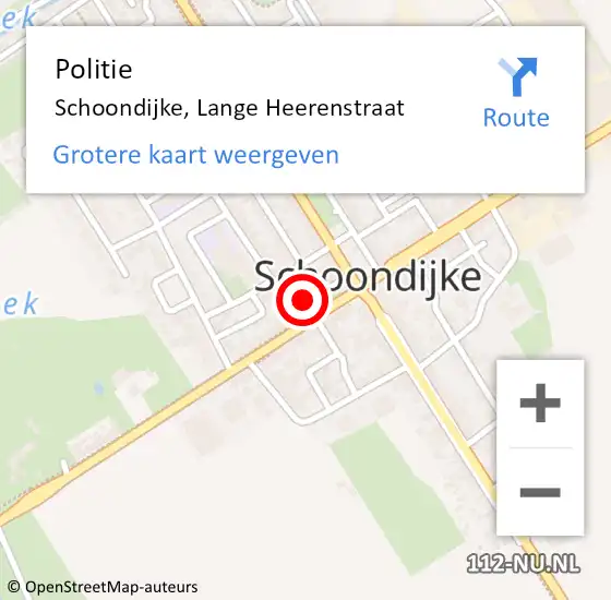Locatie op kaart van de 112 melding: Politie Schoondijke, Lange Heerenstraat op 1 september 2017 12:21