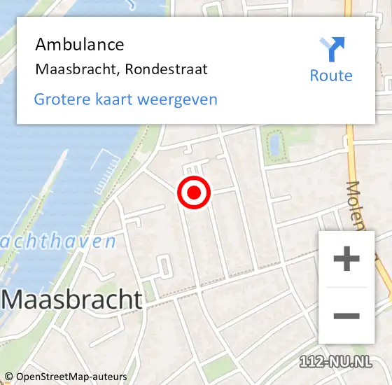 Locatie op kaart van de 112 melding: Ambulance Maasbracht, Rondestraat op 1 september 2017 13:25