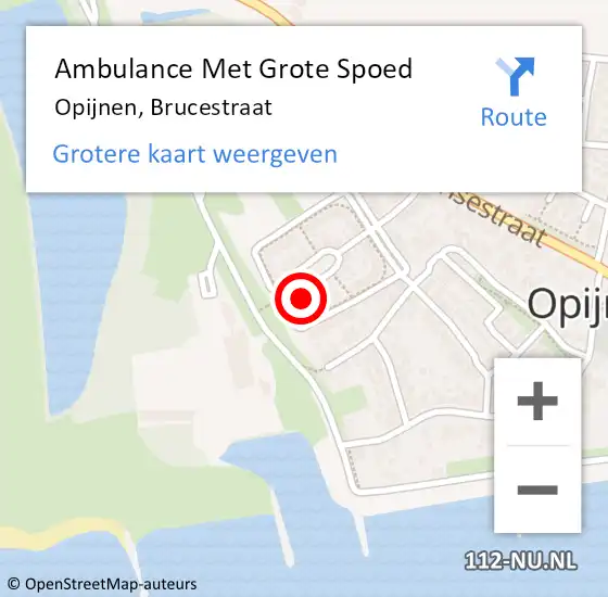 Locatie op kaart van de 112 melding: Ambulance Met Grote Spoed Naar Opijnen, Brucestraat op 1 september 2017 13:26