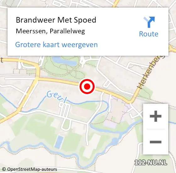 Locatie op kaart van de 112 melding: Brandweer Met Spoed Naar Meerssen, Parallelweg op 1 september 2017 13:49