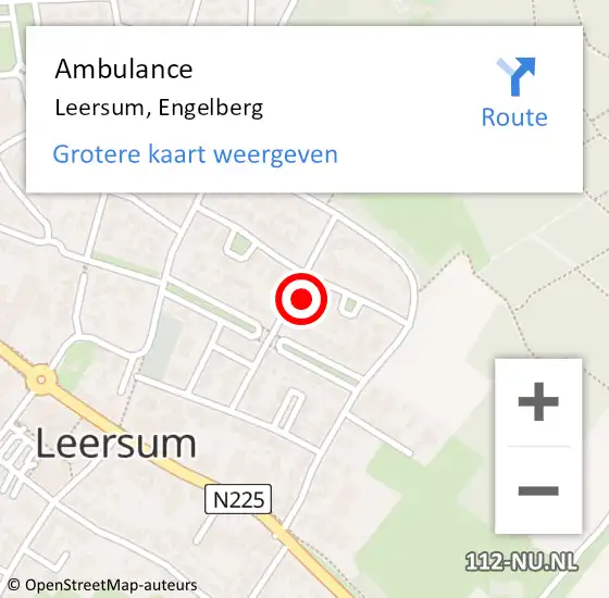 Locatie op kaart van de 112 melding: Ambulance Leersum, Engelberg op 1 september 2017 14:44